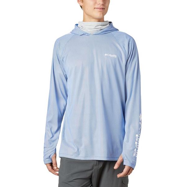 Columbia PFG Terminal Deflector Hoodies Blue For Men's NZ53614 New Zealand